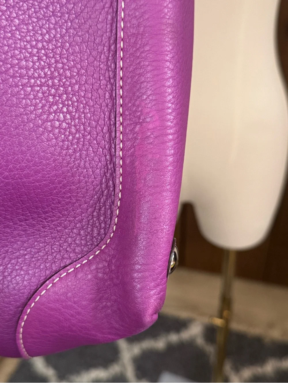 Coach Pebbled Leather Shoulder Tote in Plum